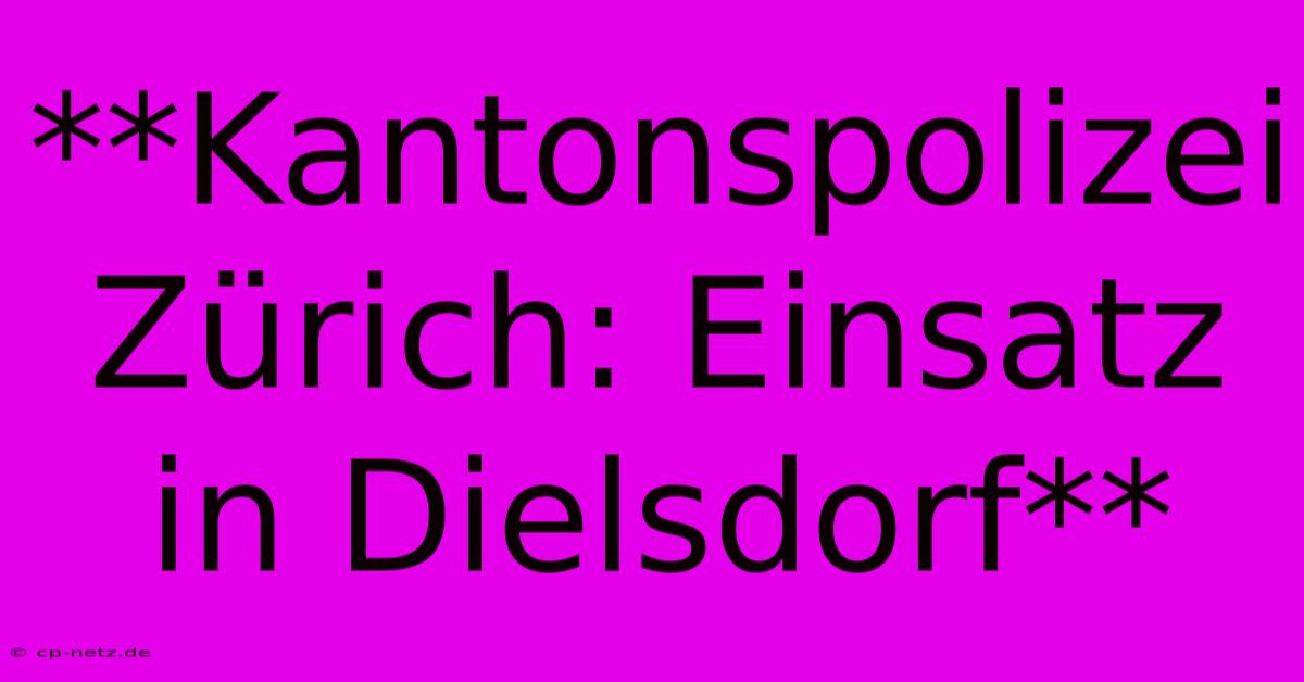 **Kantonspolizei Zürich: Einsatz In Dielsdorf**