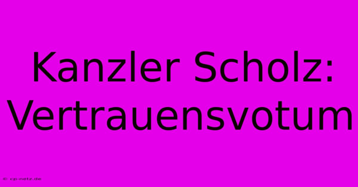 Kanzler Scholz: Vertrauensvotum