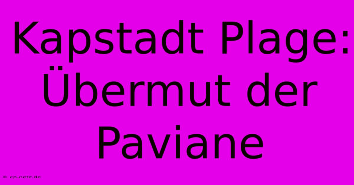 Kapstadt Plage: Übermut Der Paviane