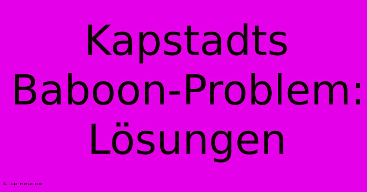 Kapstadts Baboon-Problem: Lösungen