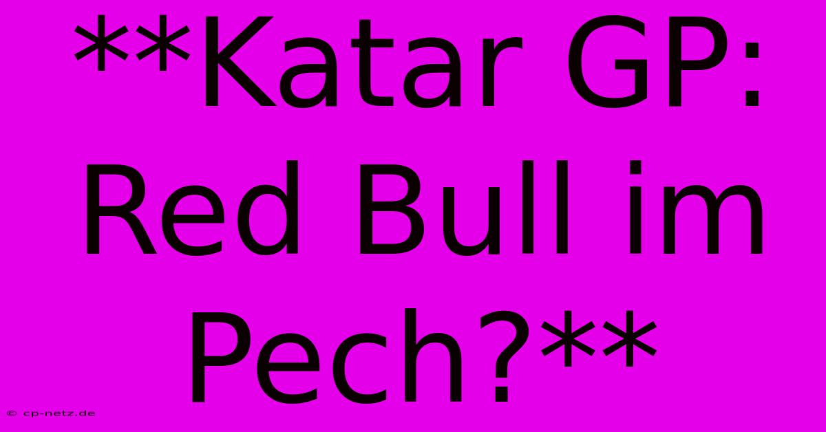 **Katar GP: Red Bull Im Pech?**