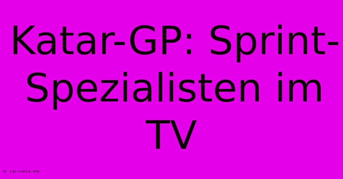 Katar-GP: Sprint-Spezialisten Im TV