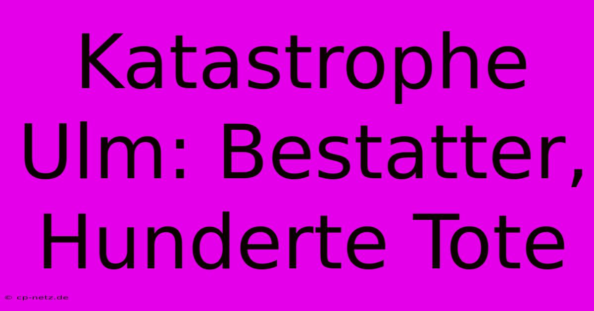 Katastrophe Ulm: Bestatter, Hunderte Tote