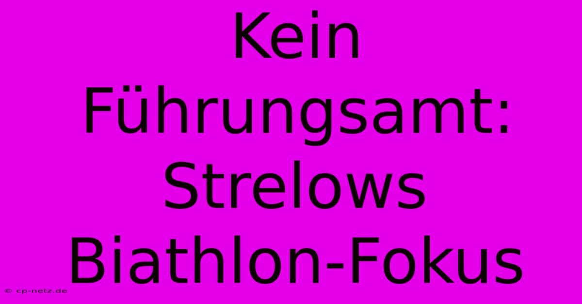 Kein Führungsamt: Strelows Biathlon-Fokus