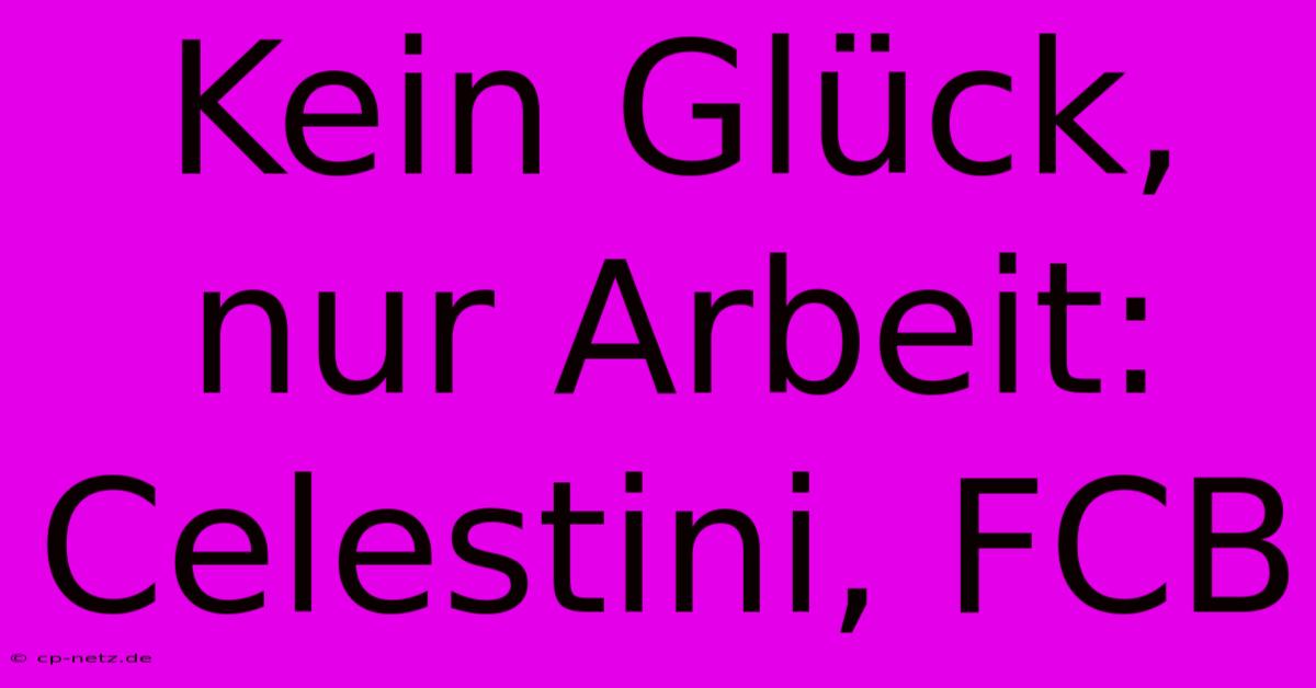 Kein Glück, Nur Arbeit: Celestini, FCB