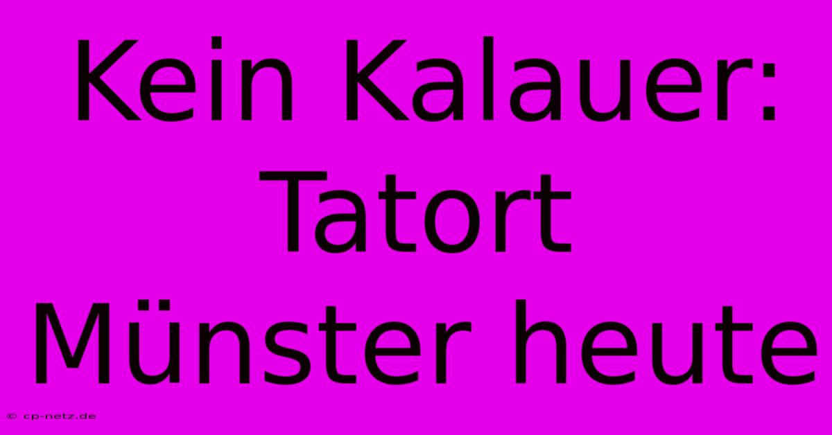 Kein Kalauer: Tatort Münster Heute