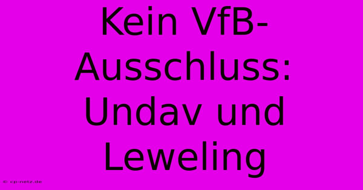 Kein VfB-Ausschluss: Undav Und Leweling