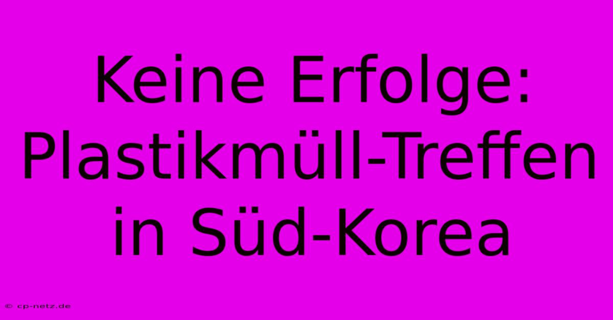 Keine Erfolge: Plastikmüll-Treffen In Süd-Korea