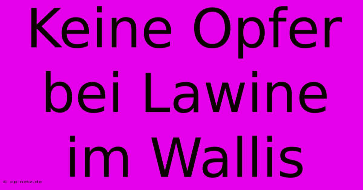 Keine Opfer Bei Lawine Im Wallis