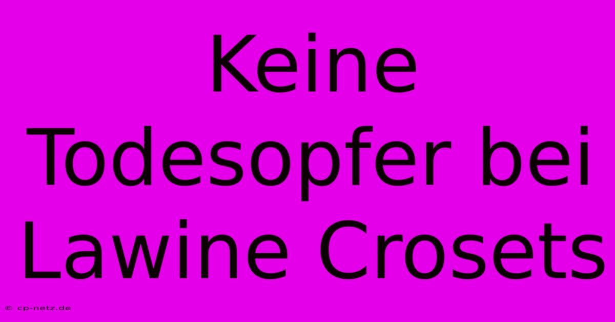 Keine Todesopfer Bei Lawine Crosets