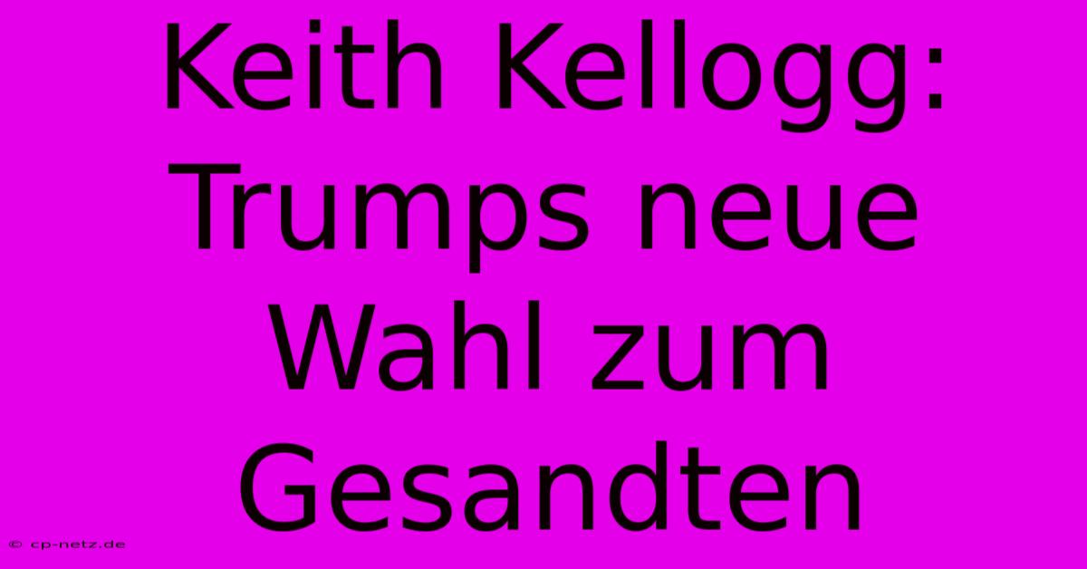 Keith Kellogg: Trumps Neue Wahl Zum Gesandten