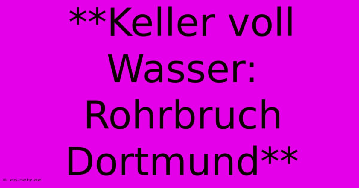 **Keller Voll Wasser: Rohrbruch Dortmund**