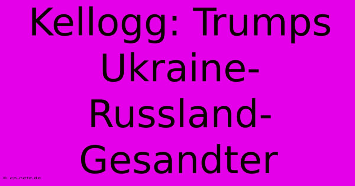 Kellogg: Trumps Ukraine-Russland-Gesandter