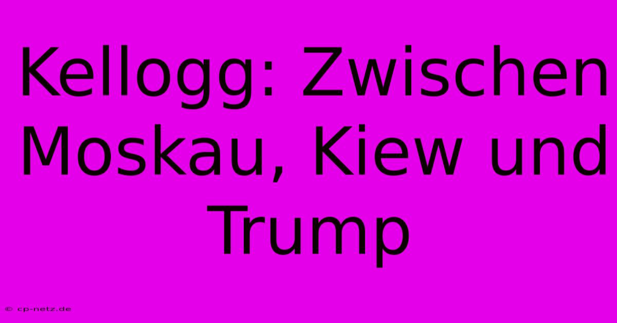 Kellogg: Zwischen Moskau, Kiew Und Trump