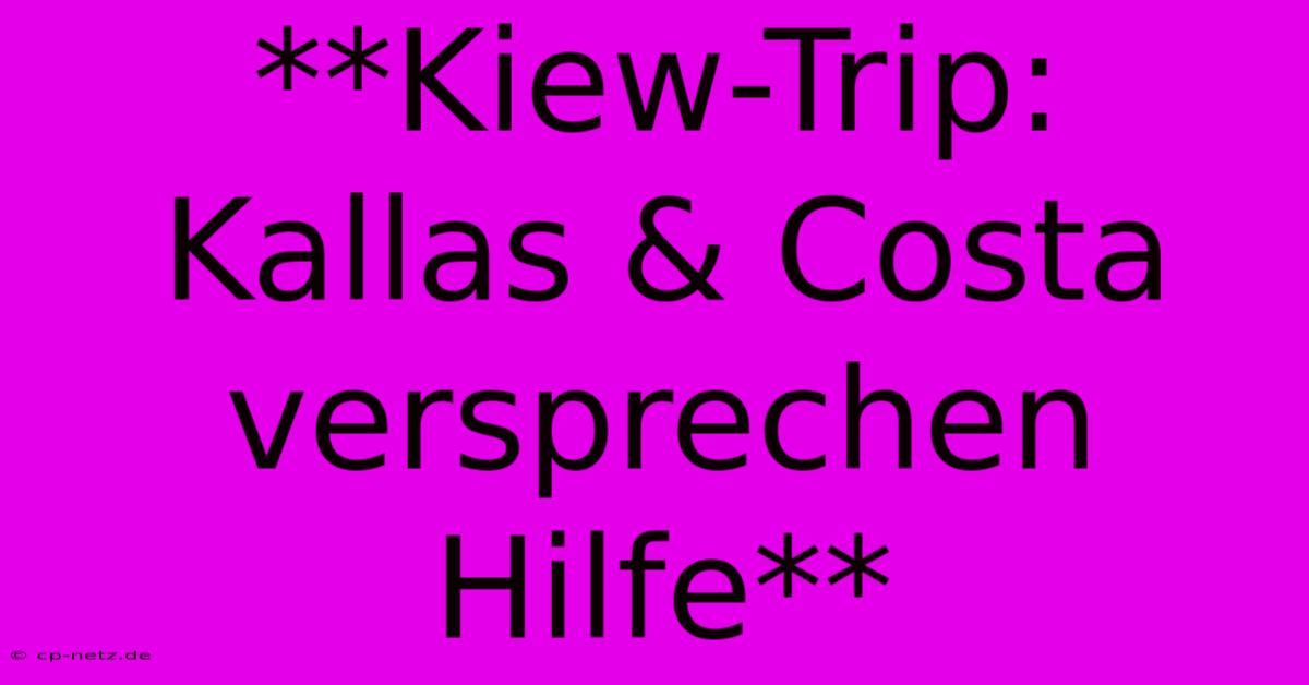 **Kiew-Trip: Kallas & Costa Versprechen Hilfe**