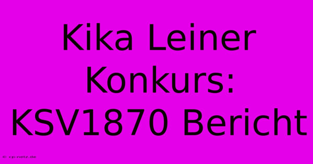 Kika Leiner Konkurs: KSV1870 Bericht