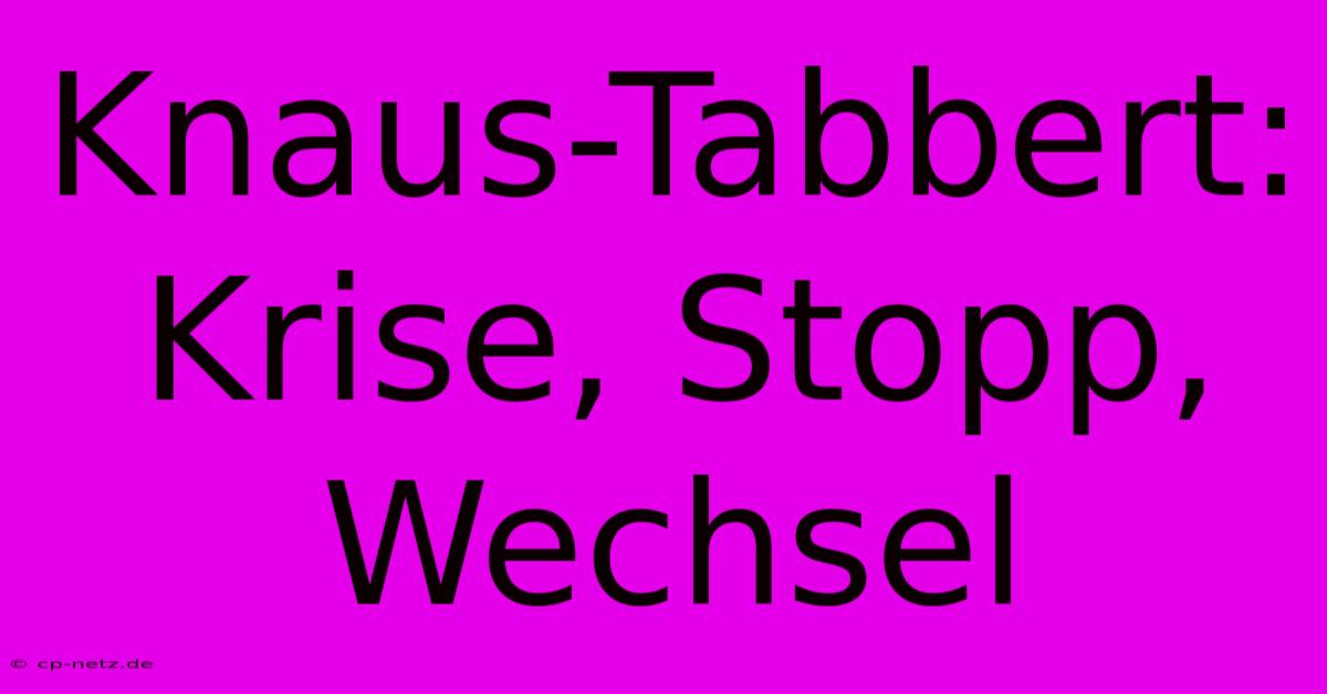 Knaus-Tabbert: Krise, Stopp, Wechsel