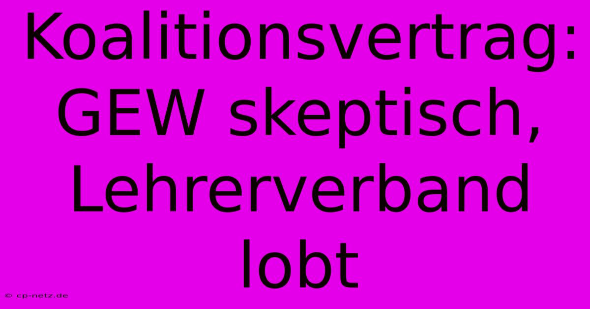 Koalitionsvertrag: GEW Skeptisch, Lehrerverband Lobt