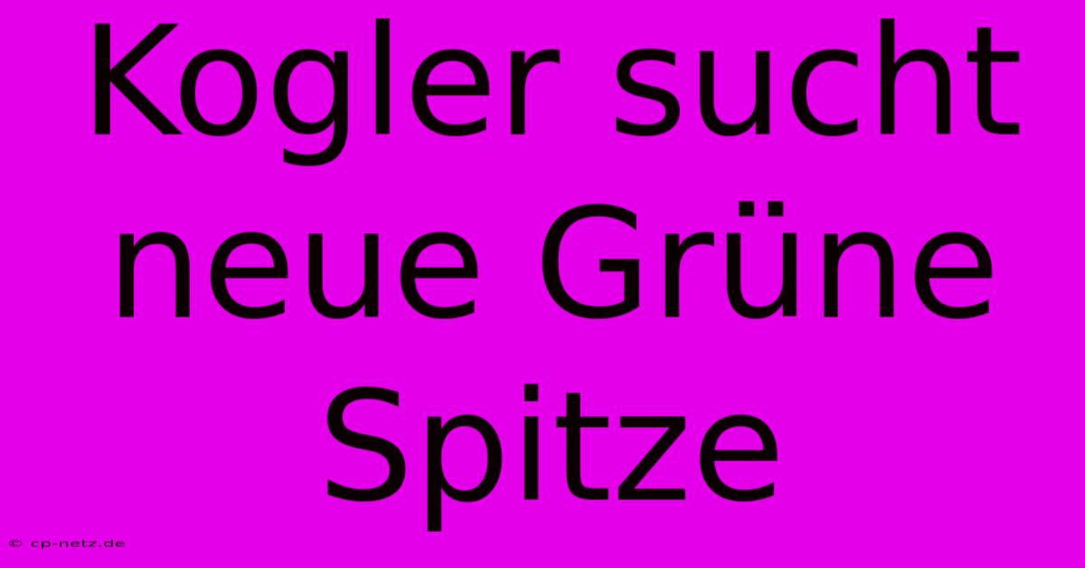 Kogler Sucht Neue Grüne Spitze