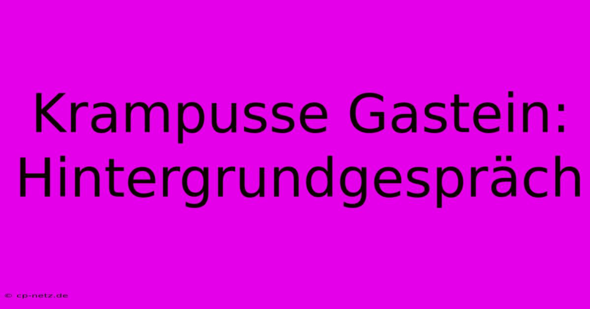 Krampusse Gastein: Hintergrundgespräch