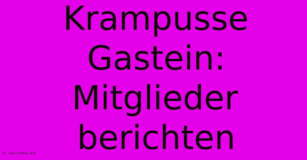 Krampusse Gastein: Mitglieder Berichten