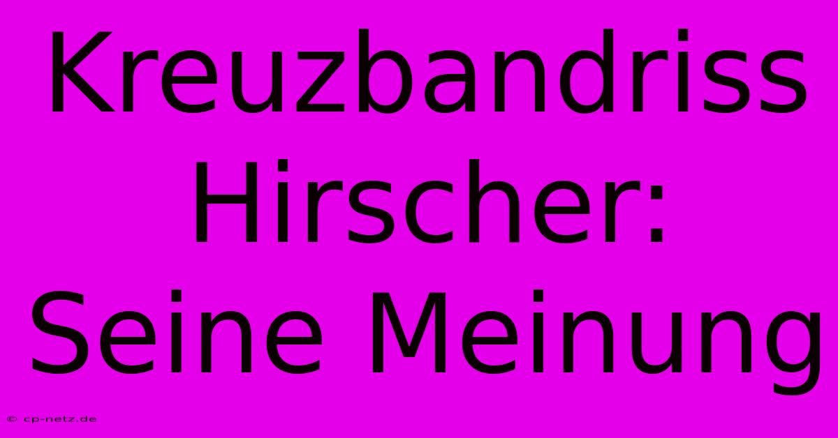 Kreuzbandriss Hirscher: Seine Meinung