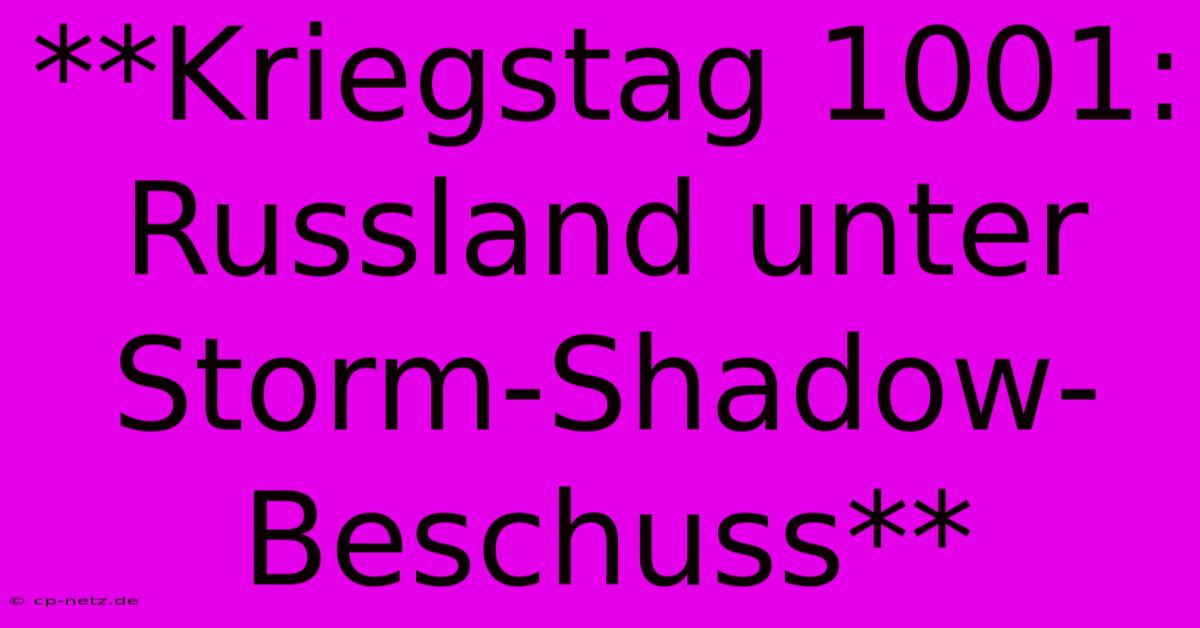 **Kriegstag 1001:  Russland Unter Storm-Shadow-Beschuss**