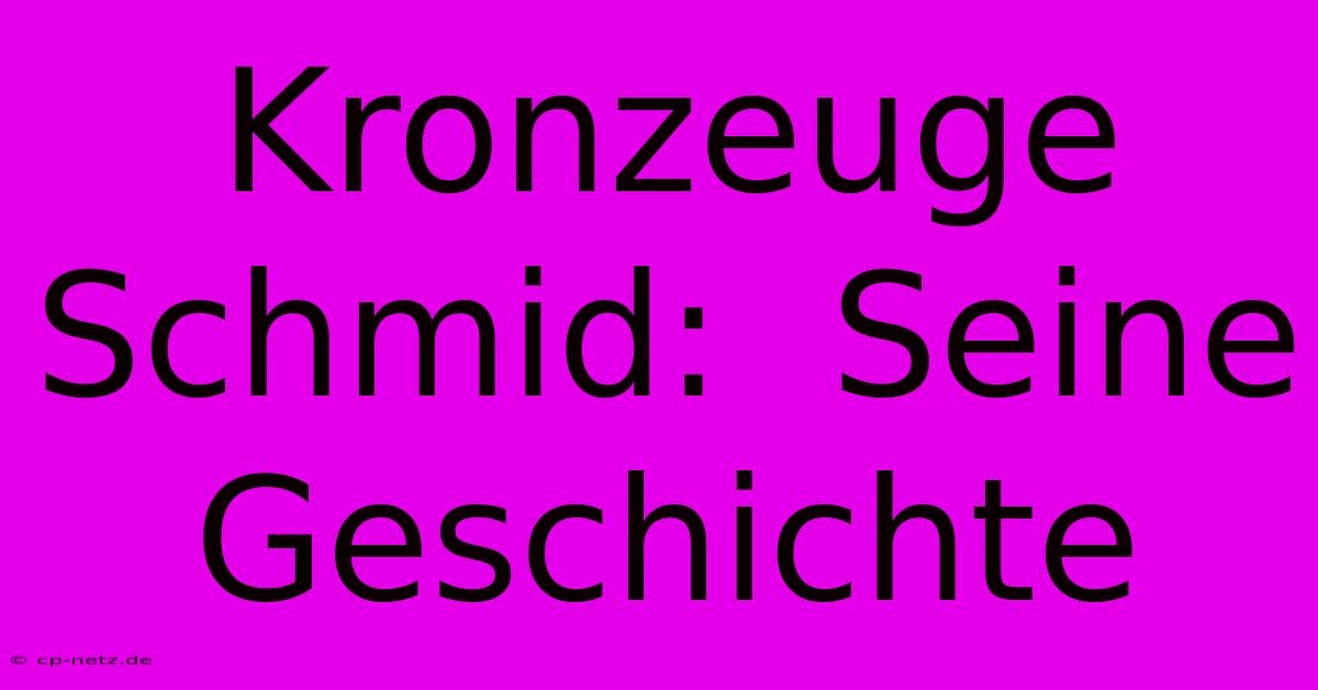 Kronzeuge Schmid:  Seine Geschichte