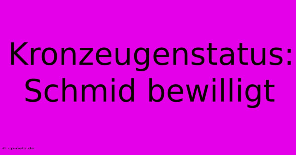 Kronzeugenstatus: Schmid Bewilligt