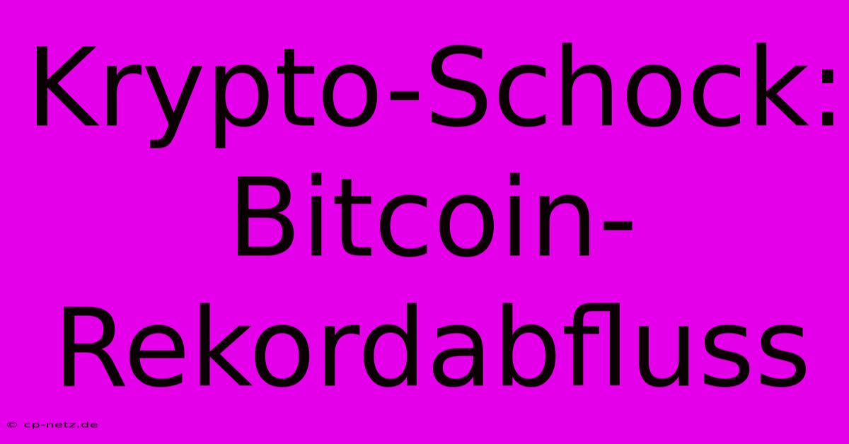 Krypto-Schock: Bitcoin-Rekordabfluss