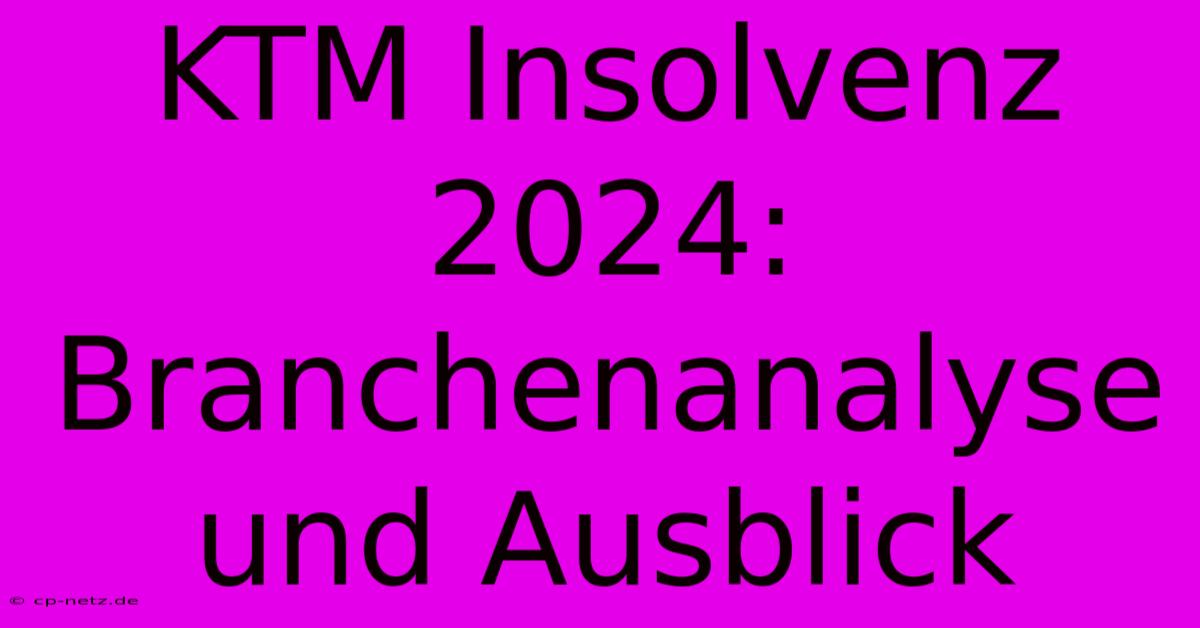 KTM Insolvenz 2024: Branchenanalyse Und Ausblick