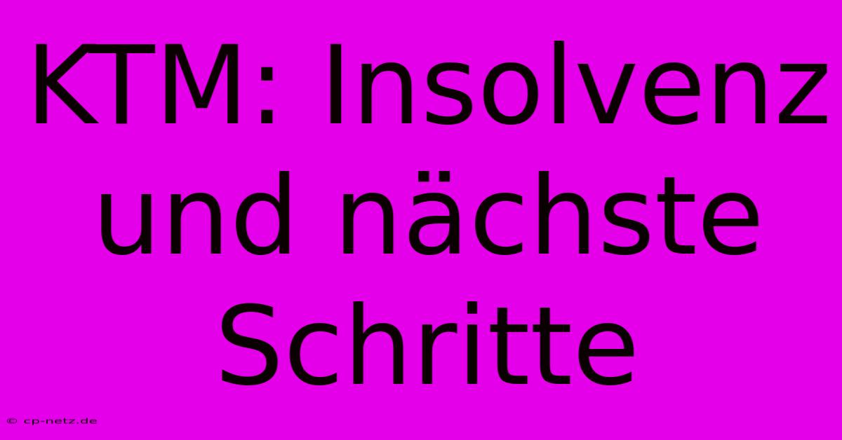 KTM: Insolvenz Und Nächste Schritte