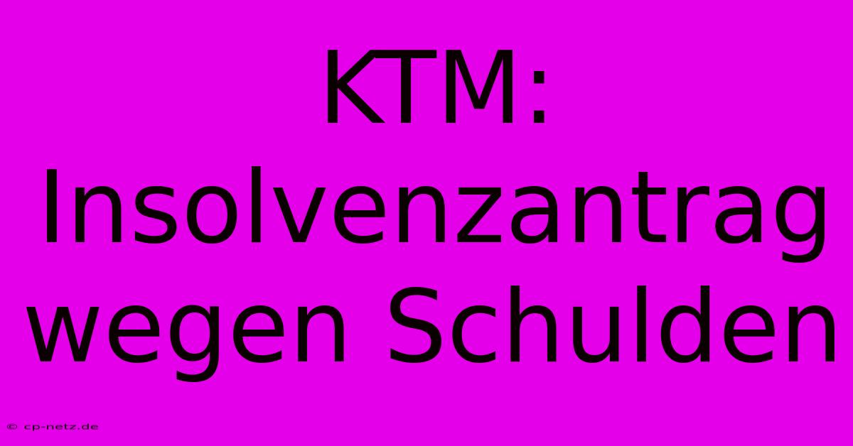 KTM: Insolvenzantrag Wegen Schulden