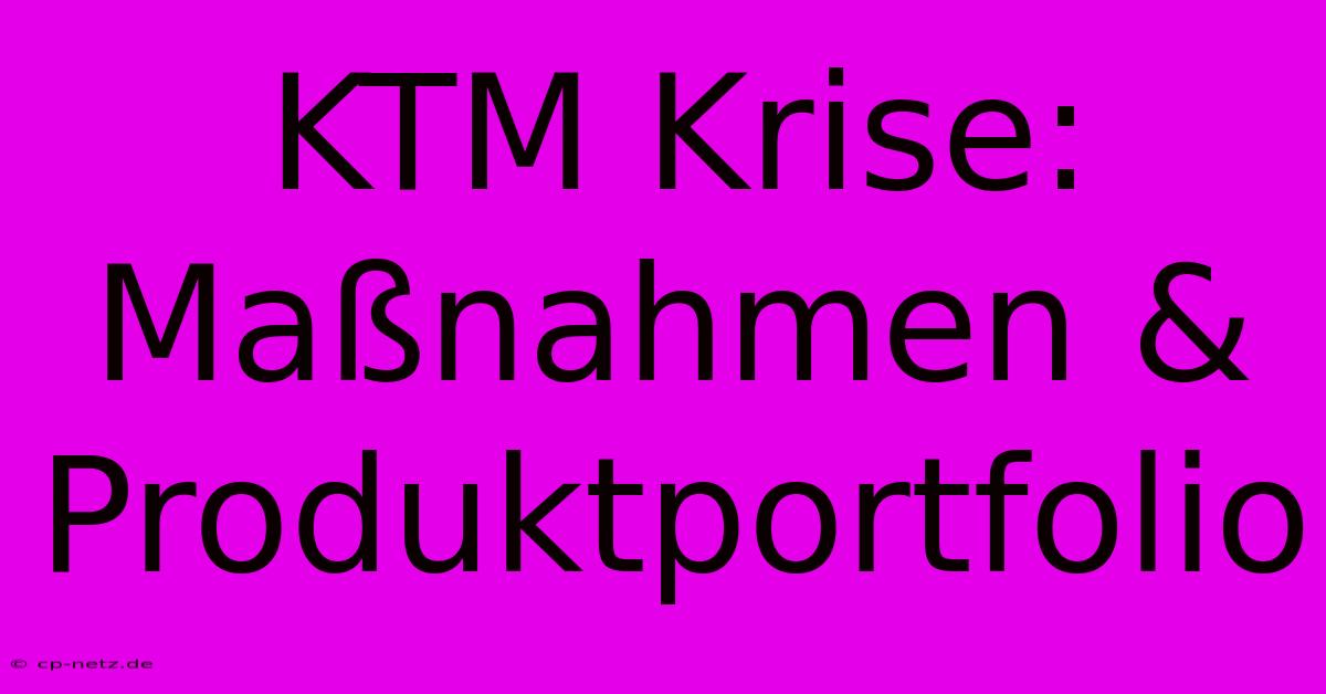 KTM Krise: Maßnahmen & Produktportfolio