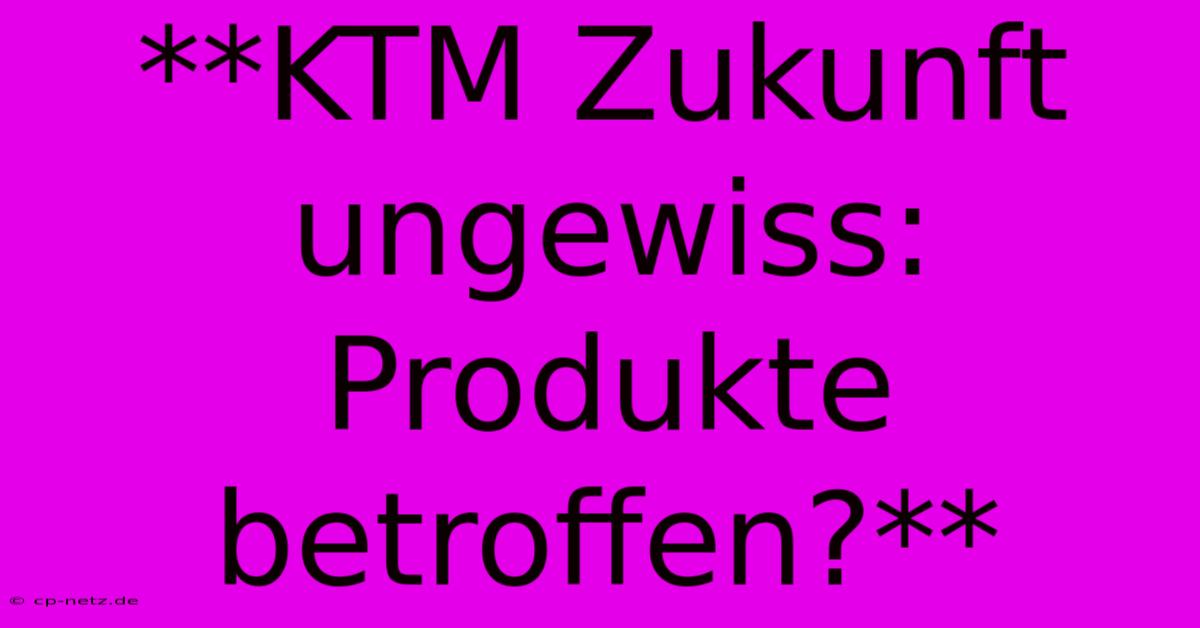 **KTM Zukunft Ungewiss: Produkte Betroffen?**