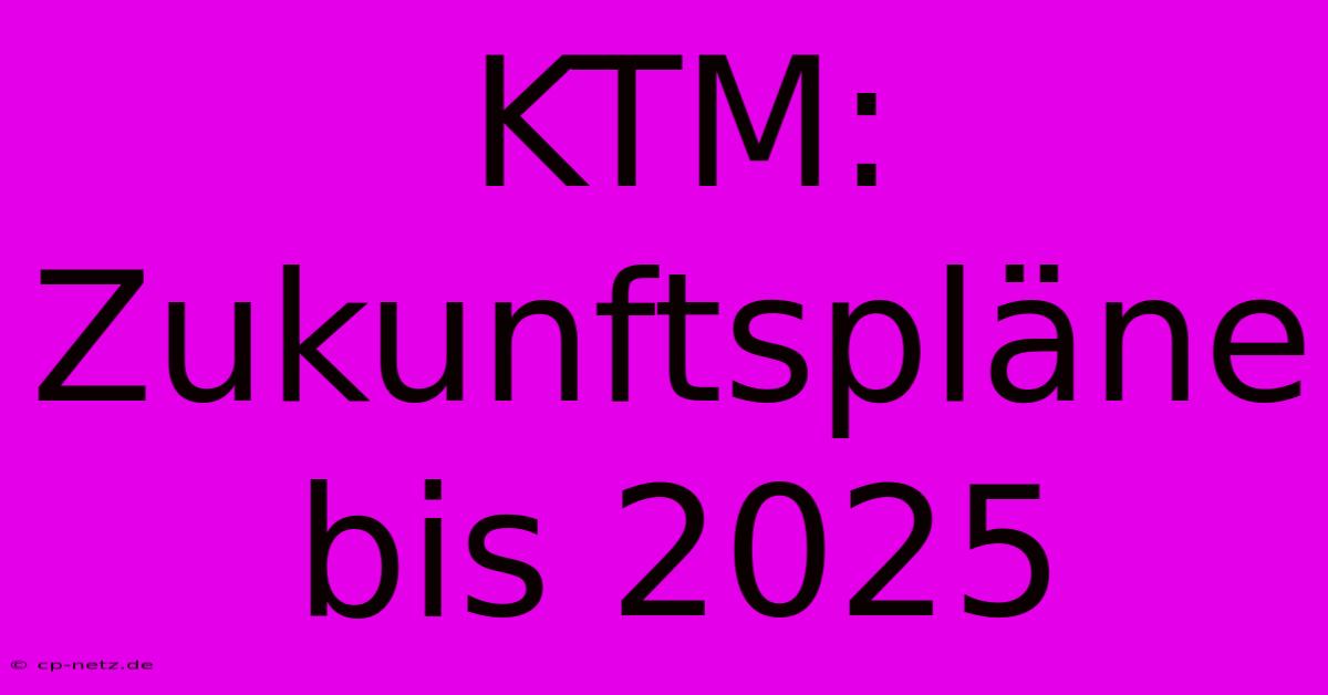 KTM: Zukunftspläne Bis 2025