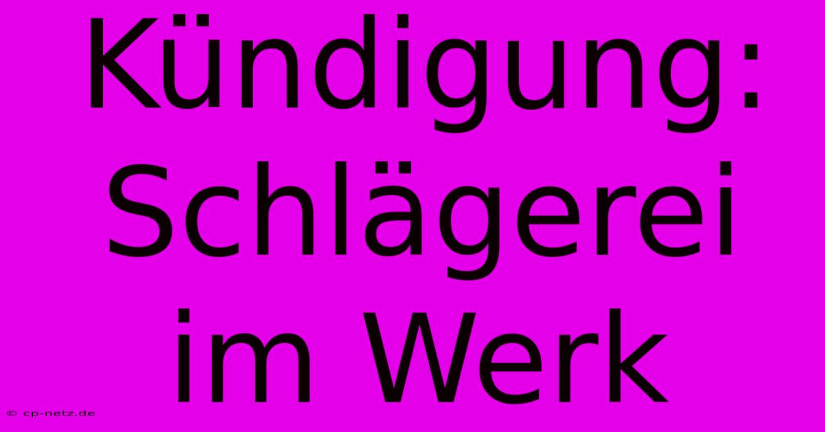 Kündigung: Schlägerei Im Werk