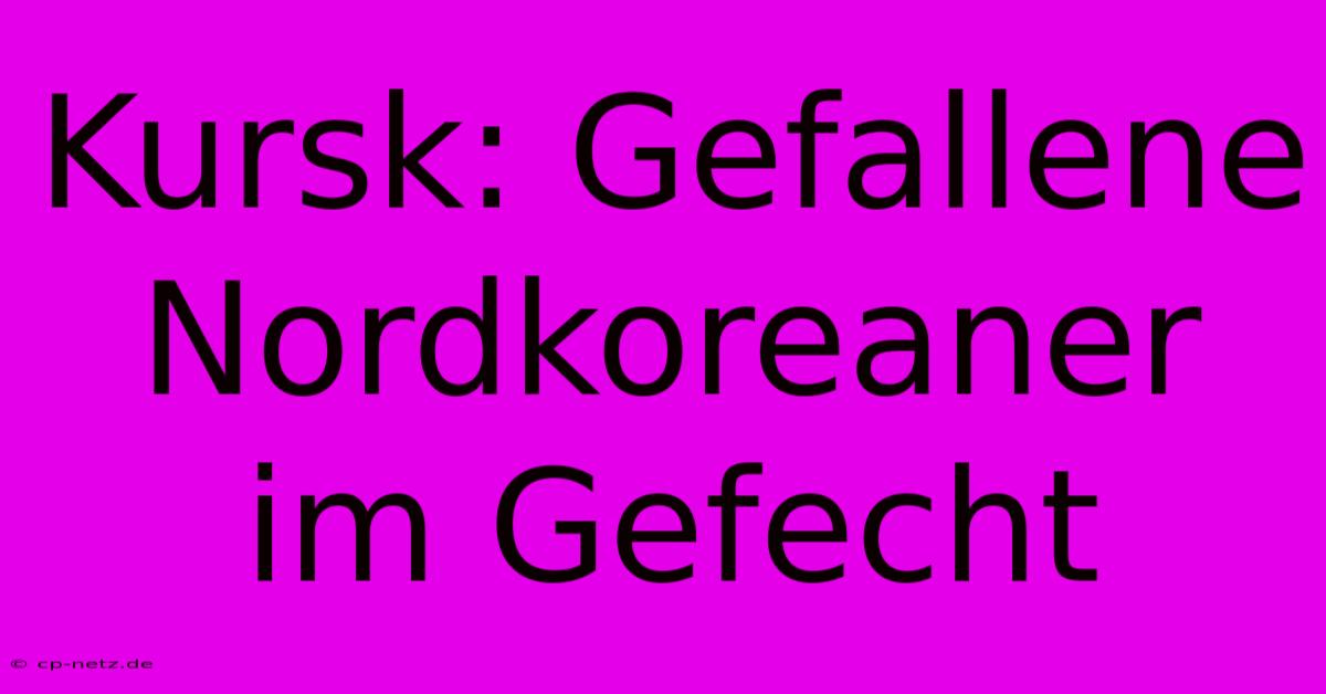 Kursk: Gefallene Nordkoreaner Im Gefecht