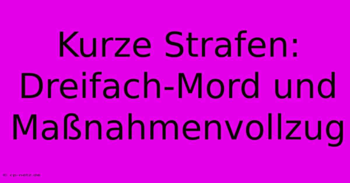 Kurze Strafen: Dreifach-Mord Und Maßnahmenvollzug