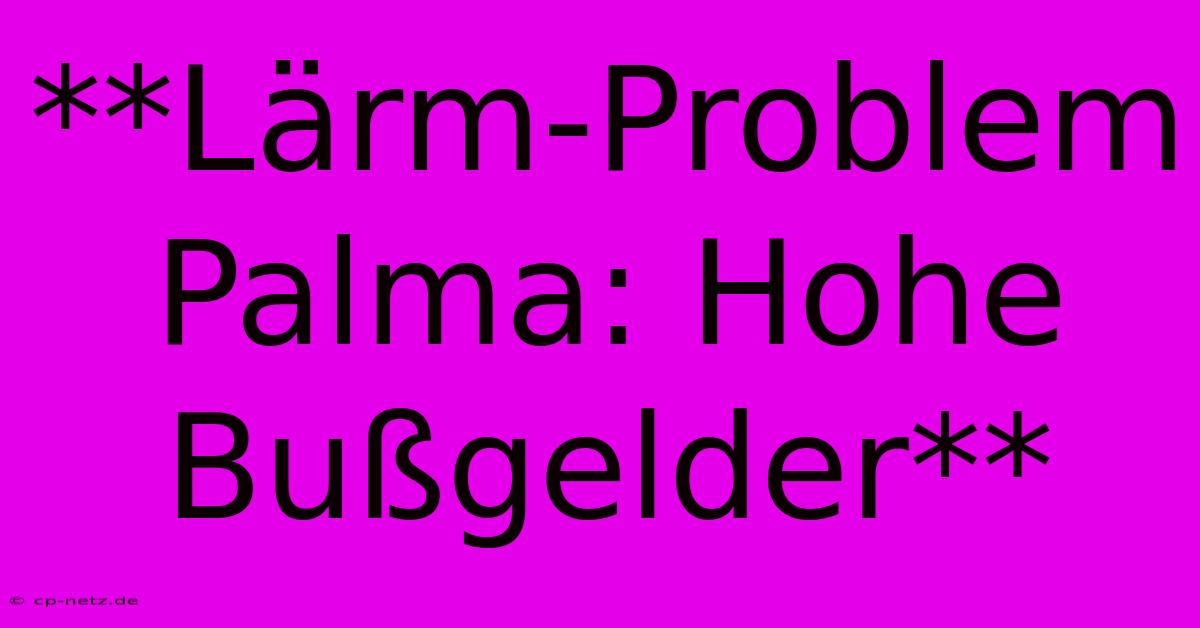 **Lärm-Problem Palma: Hohe Bußgelder**