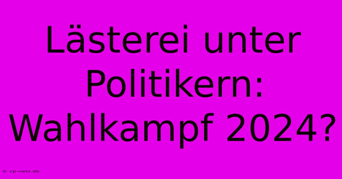 Lästerei Unter Politikern: Wahlkampf 2024?