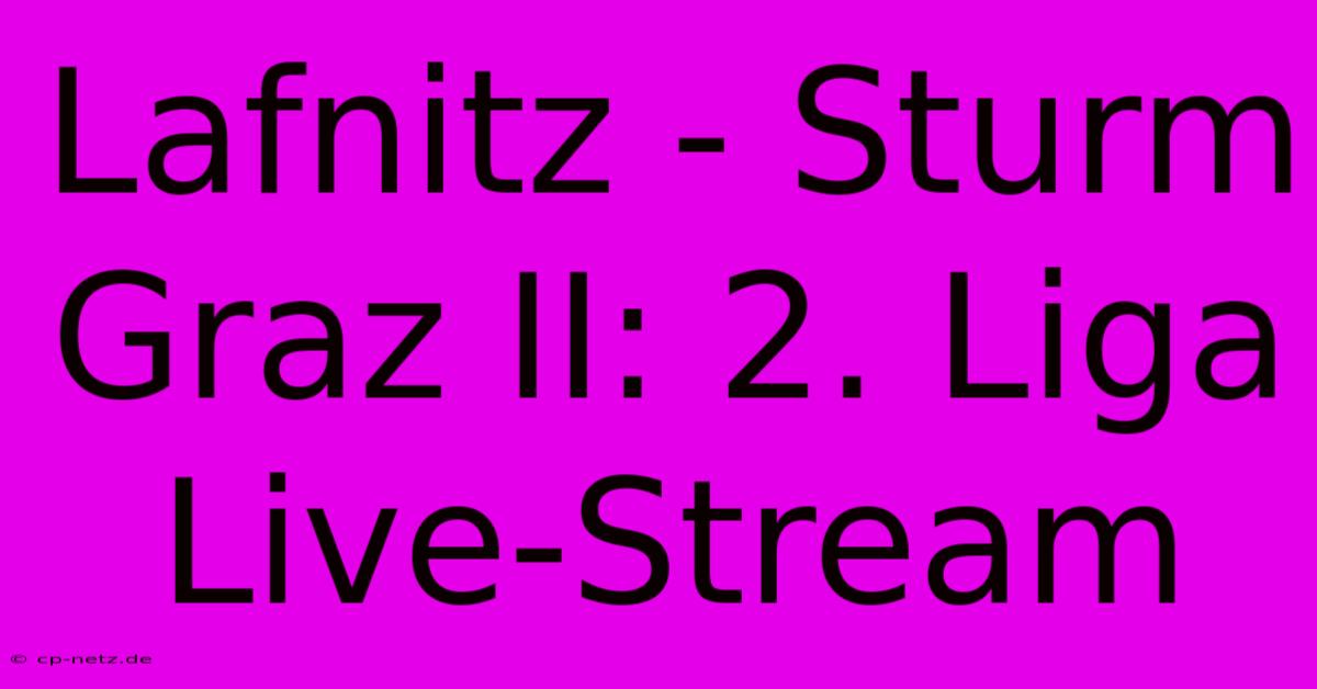 Lafnitz - Sturm Graz II: 2. Liga Live-Stream