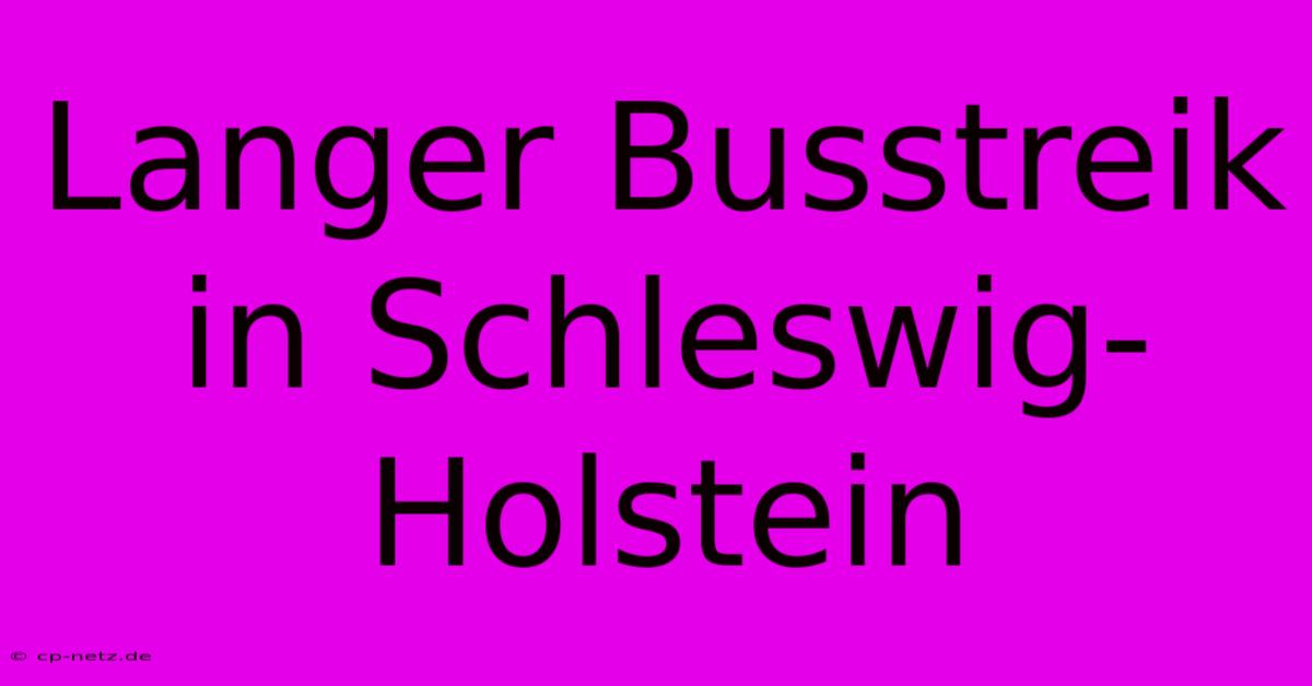 Langer Busstreik In Schleswig-Holstein