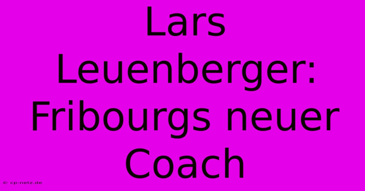 Lars Leuenberger: Fribourgs Neuer Coach