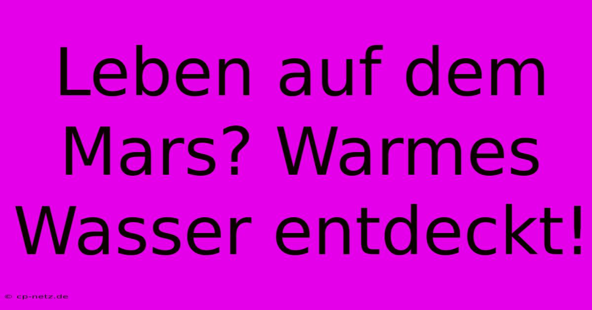 Leben Auf Dem Mars? Warmes Wasser Entdeckt!