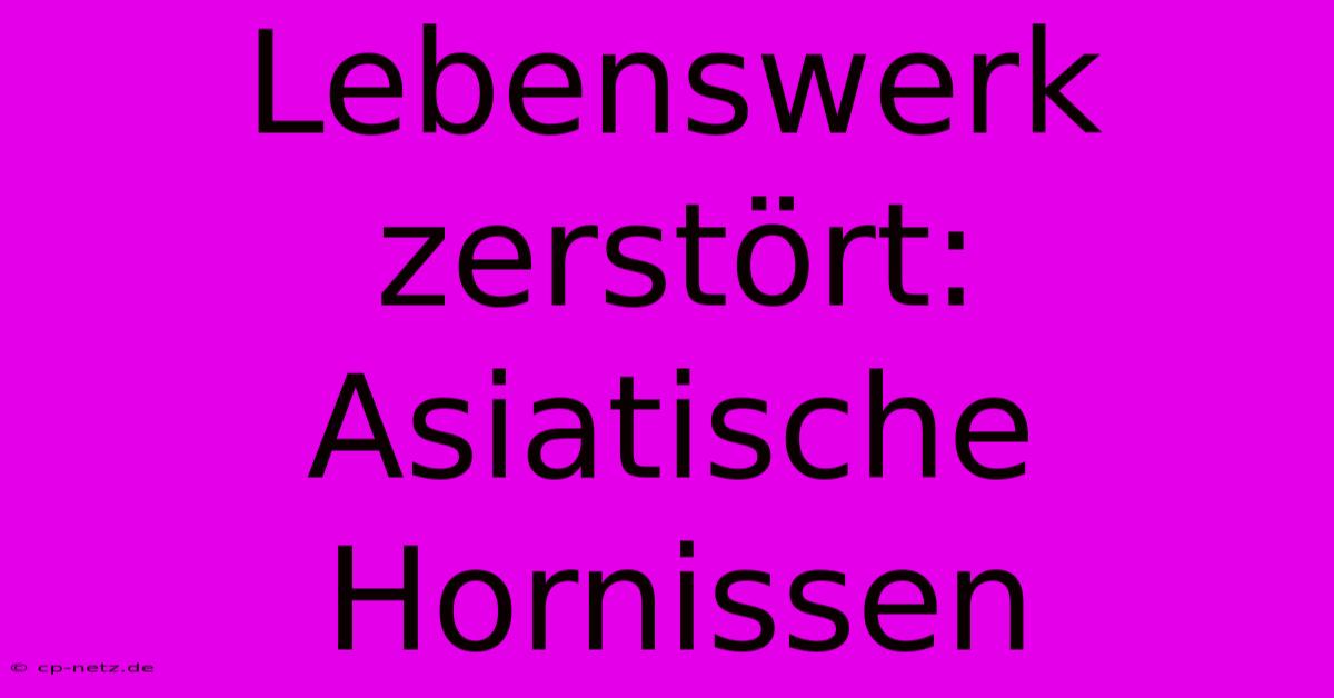 Lebenswerk Zerstört: Asiatische Hornissen