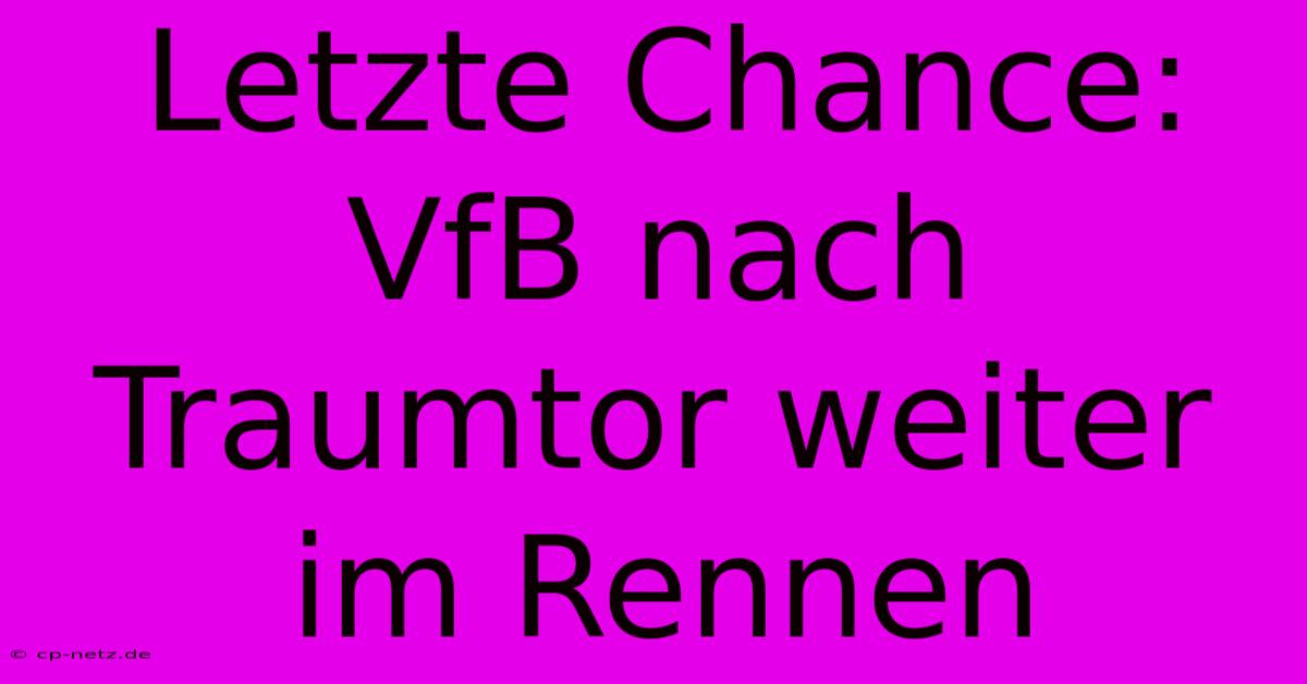 Letzte Chance: VfB Nach Traumtor Weiter Im Rennen