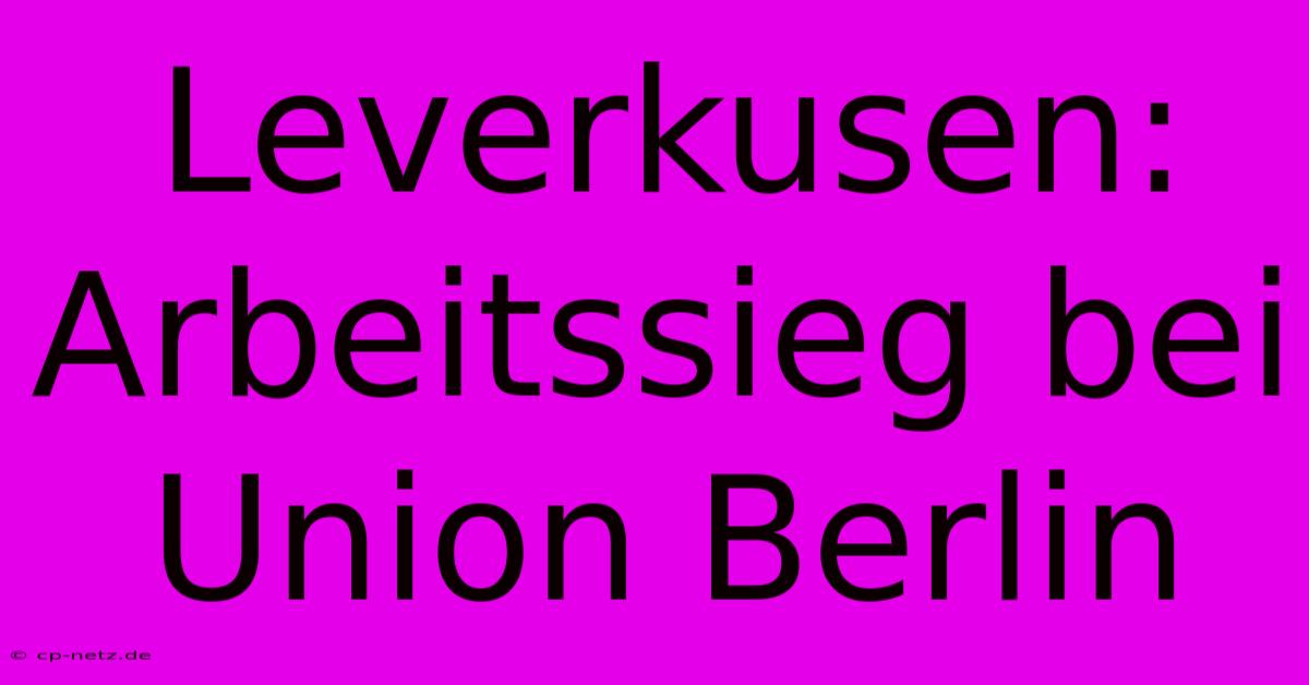 Leverkusen:  Arbeitssieg Bei Union Berlin