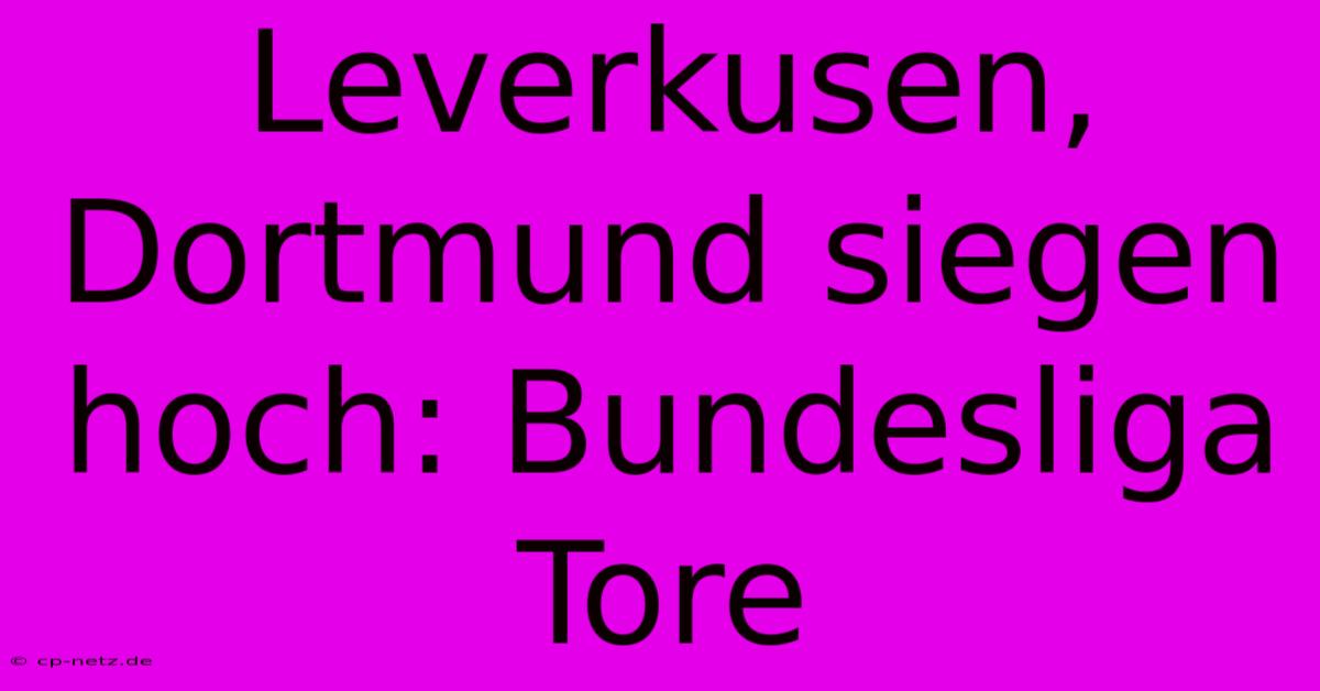 Leverkusen, Dortmund Siegen Hoch: Bundesliga Tore