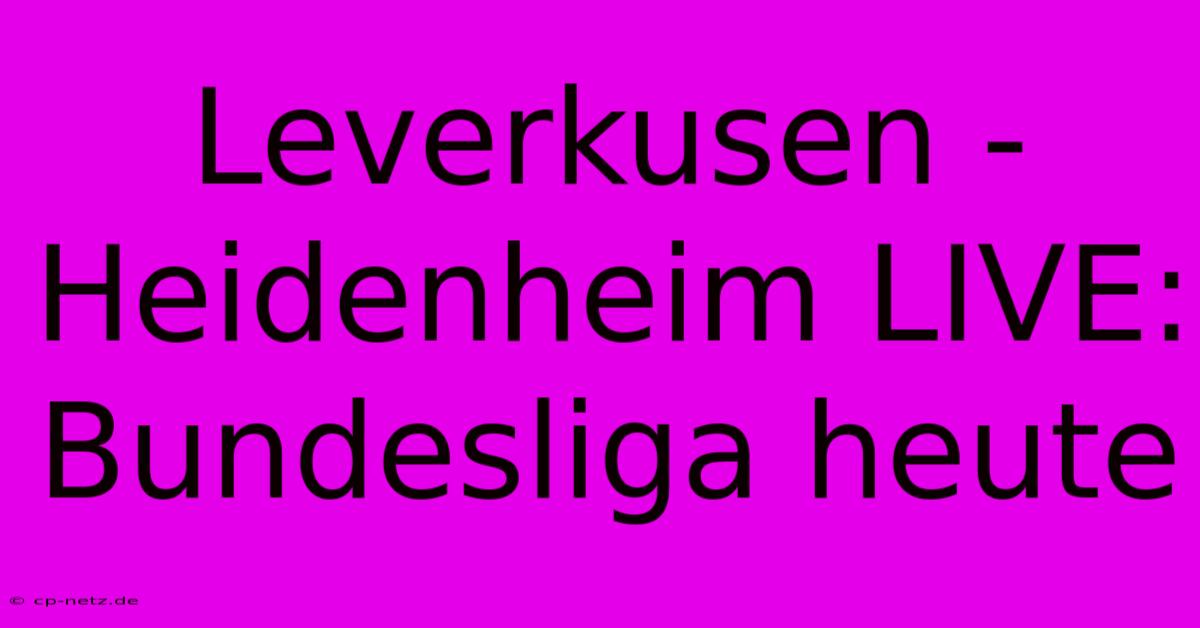 Leverkusen - Heidenheim LIVE: Bundesliga Heute